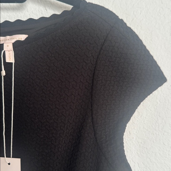 New Rebecca Taylor black honeycomb scalloped edge dress 8 - Picture 3 of 15